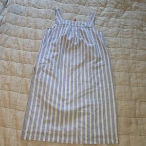 Joules Midi Dress Size2 Blue White Striped Cotton Linen Coastal‎
